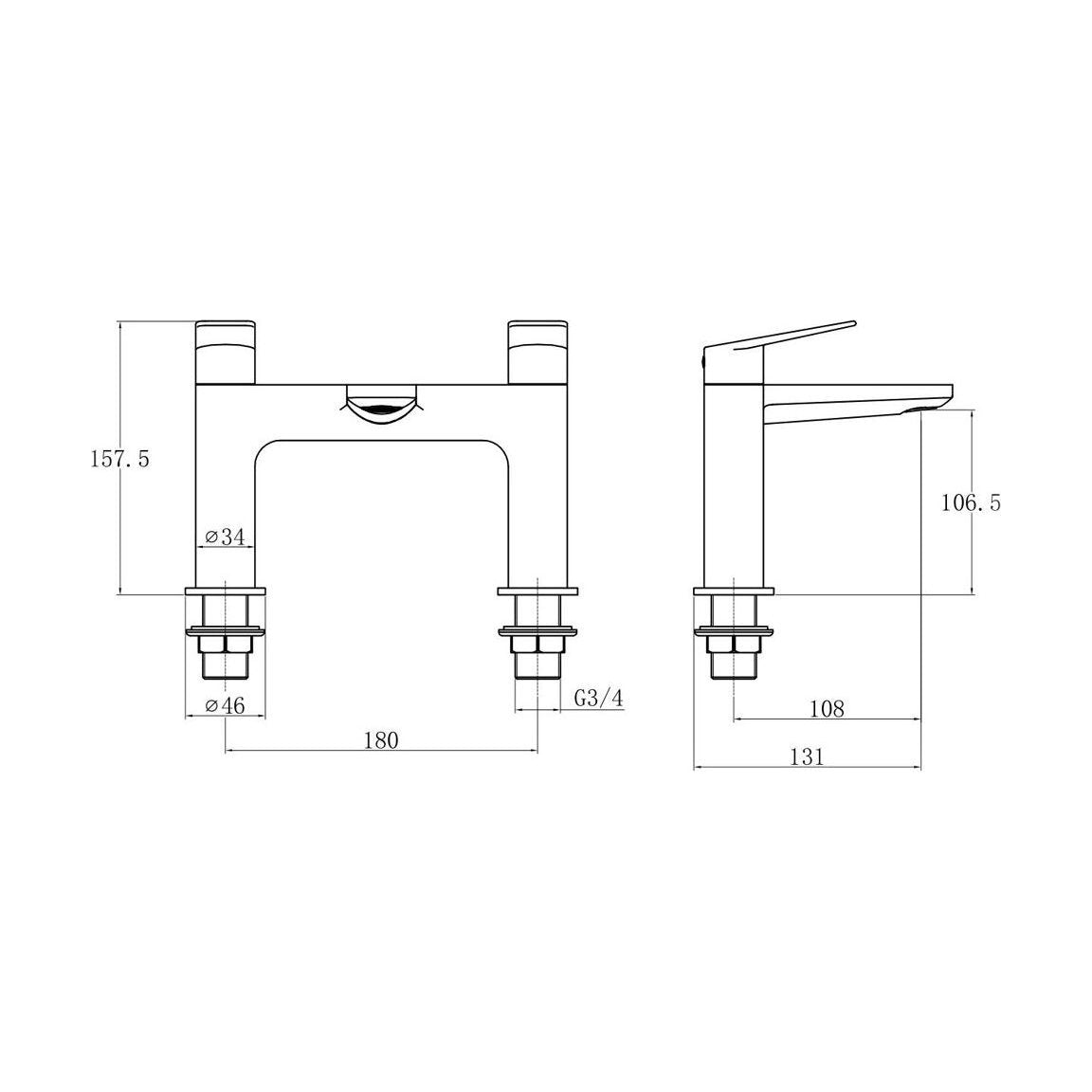 [BTTT873] Roveri Bath Filler BG (No Waste) - Technical Drawing
