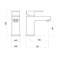 [BTTT902] Hiron Mono Basin Mixer - Technical Drawing