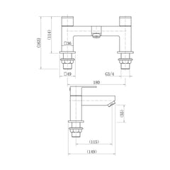 [BTTT905] Hiron Bath Filler - Technical Drawing