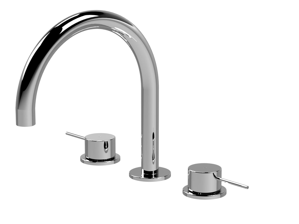 [BTV333C] Penkhull Contemporary 3 Tap Hole Deck Mounted Bath Mixer Tap with Minimalist Lever Handles - Choice of Spout and Colour - Cutout