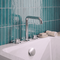 [BTV333P] Penkhull Contemporary 3 Tap Hole Deck Mounted Bath Mixer Tap with Minimalist Lever Handles - Choice of Spout and Colour - Lifestyle 1