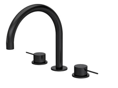 [BTV433C] Penkhull Contemporary 3 Tap Hole Deck Mounted Bath Mixer Tap with Minimalist Lever Handles - Choice of Spout and Colour - Cutout