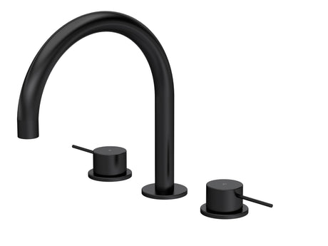 [BTV433C] Penkhull Contemporary 3 Tap Hole Deck Mounted Bath Mixer Tap with Minimalist Lever Handles - Choice of Spout and Colour - Cutout