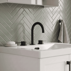 [BTV437C] Penkhull Contemporary 3 Tap Hole Basin Mixer Tap with Minimalist Lever Handles and Waste - Choice of Spout and Colour - Lifestyle 1