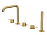 [BTV814P] Penkhull Contemporary 5 Tap Hole Deck Mounted Bath Shower Mixer Tap with Minimalist Lever Handles and Shower Kit - Choice of Spout and Colour - Cutout