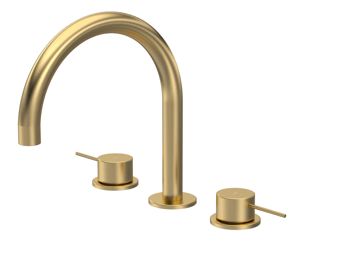 [BTV833C] Penkhull Contemporary 3 Tap Hole Deck Mounted Bath Mixer Tap with Minimalist Lever Handles - Choice of Spout and Colour - Cutout