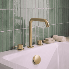 [BTV833P] Penkhull Contemporary 3 Tap Hole Deck Mounted Bath Mixer Tap with Minimalist Lever Handles - Choice of Spout and Colour - Lifestyle 1