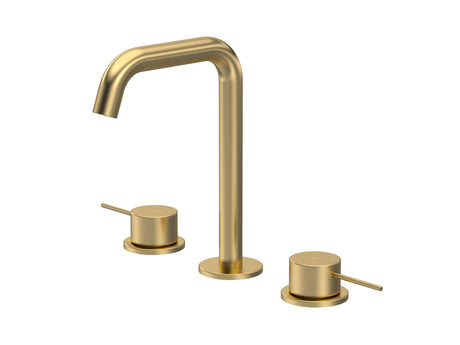 [BTV837P] Penkhull Contemporary 3 Tap Hole Basin Mixer Tap with Minimalist Lever Handles and Waste - Choice of Spout and Colour - Cutout