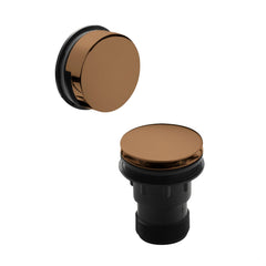 [BWE1527] Contemporary Push Button Round Bath Waste for Baths Up to 13mm Thick, Choice of Finish - Cutout