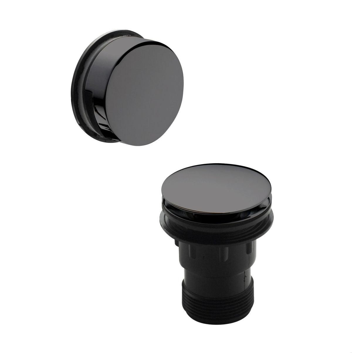 [BWE727] Contemporary Push Button Round Bath Waste for Baths Up to 13mm Thick, Choice of Finish - Cutout