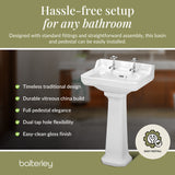 Traditional White 2 Tap Hole Bathroom Basin & Full Pedestal – 560mm