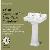 Traditional White 2 Tap Hole Bathroom Basin & Full Pedestal – 560mm