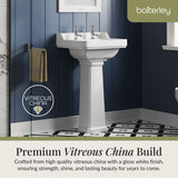 Traditional White 2 Tap Hole Bathroom Basin & Full Pedestal – 560mm