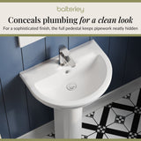 Modern White Round Bathroom Basin with Choice of Pedestal - 500mm