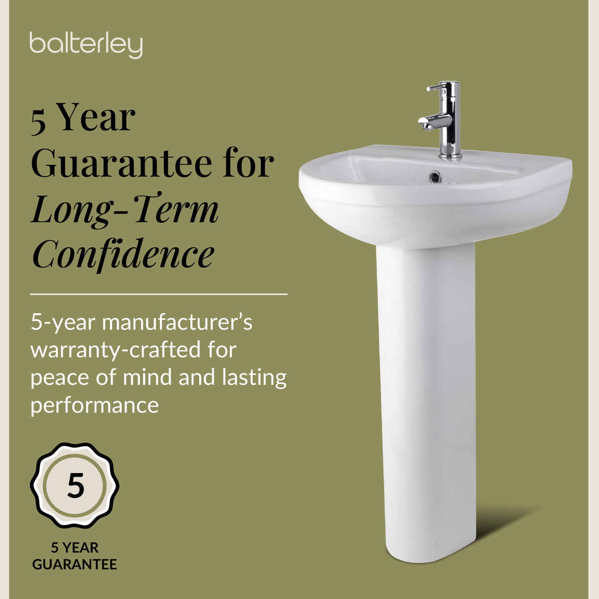 Modern White Round Bathroom Basin with Choice of Pedestal - 500mm