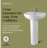 Modern White Round Bathroom Basin with Choice of Pedestal - 500mm