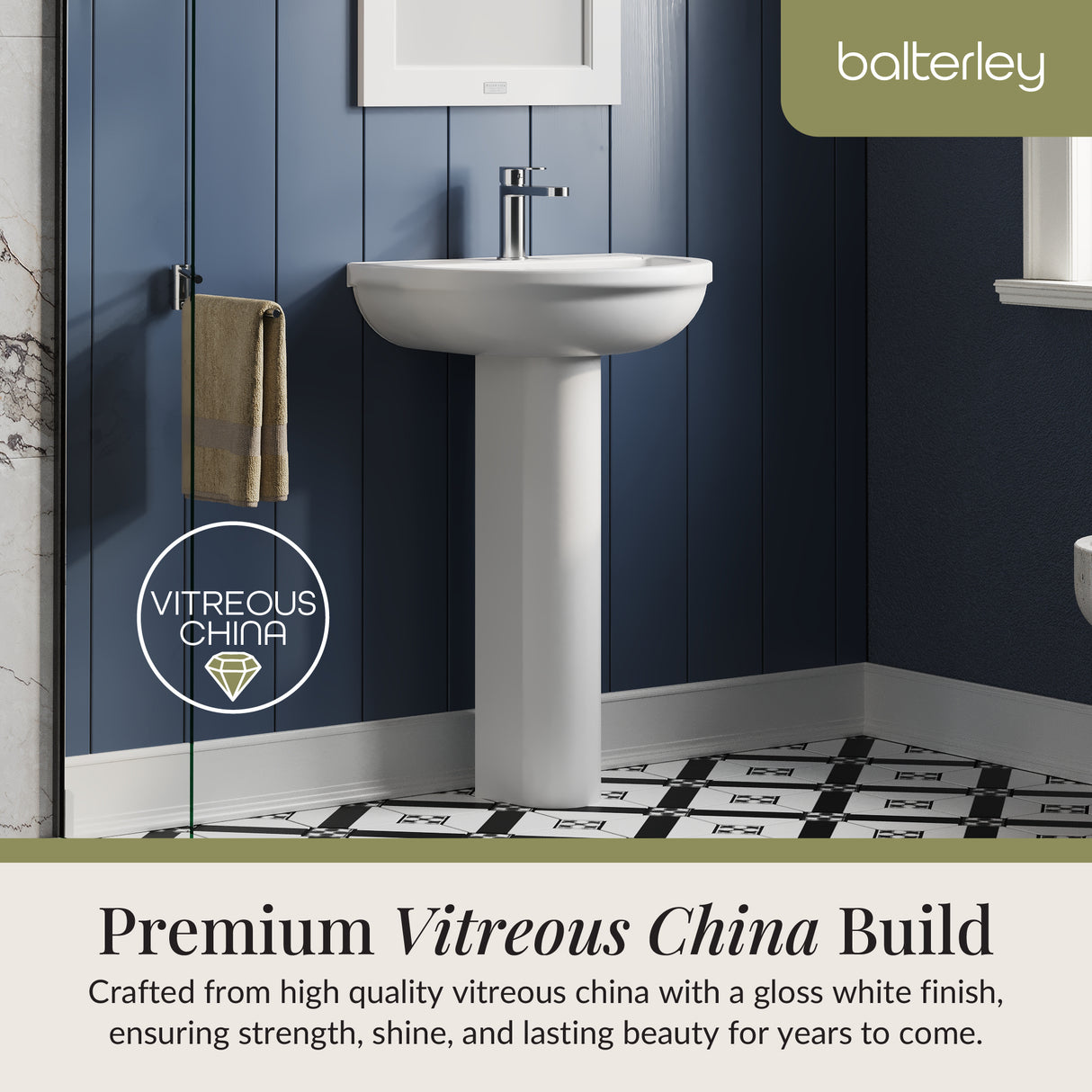 Modern White Round Bathroom Basin with Choice of Pedestal - 500mm