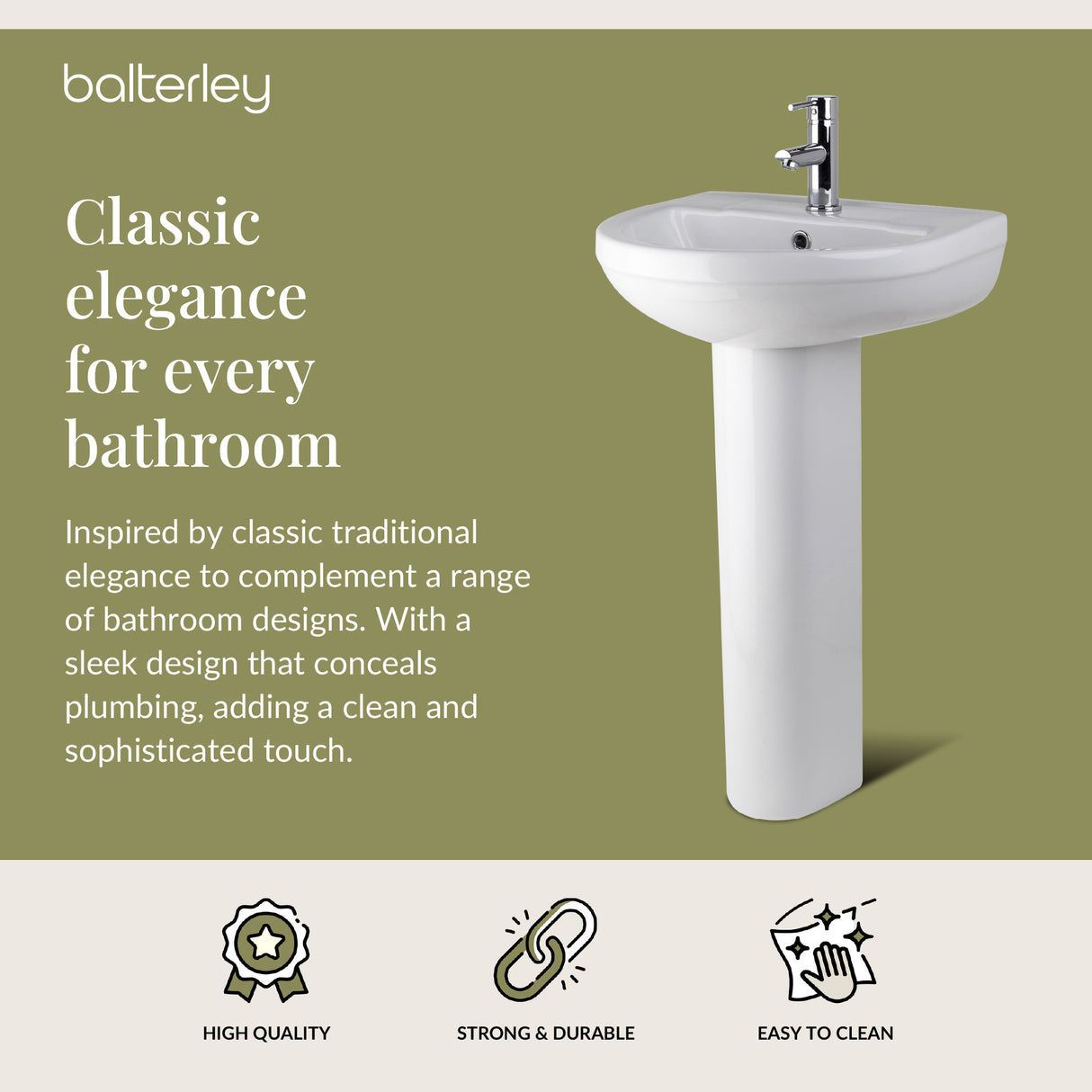 Modern White Round Bathroom Basin with Choice of Pedestal - 500mm