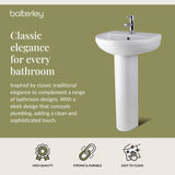 Modern White Round Bathroom Basin with Choice of Pedestal - 500mm