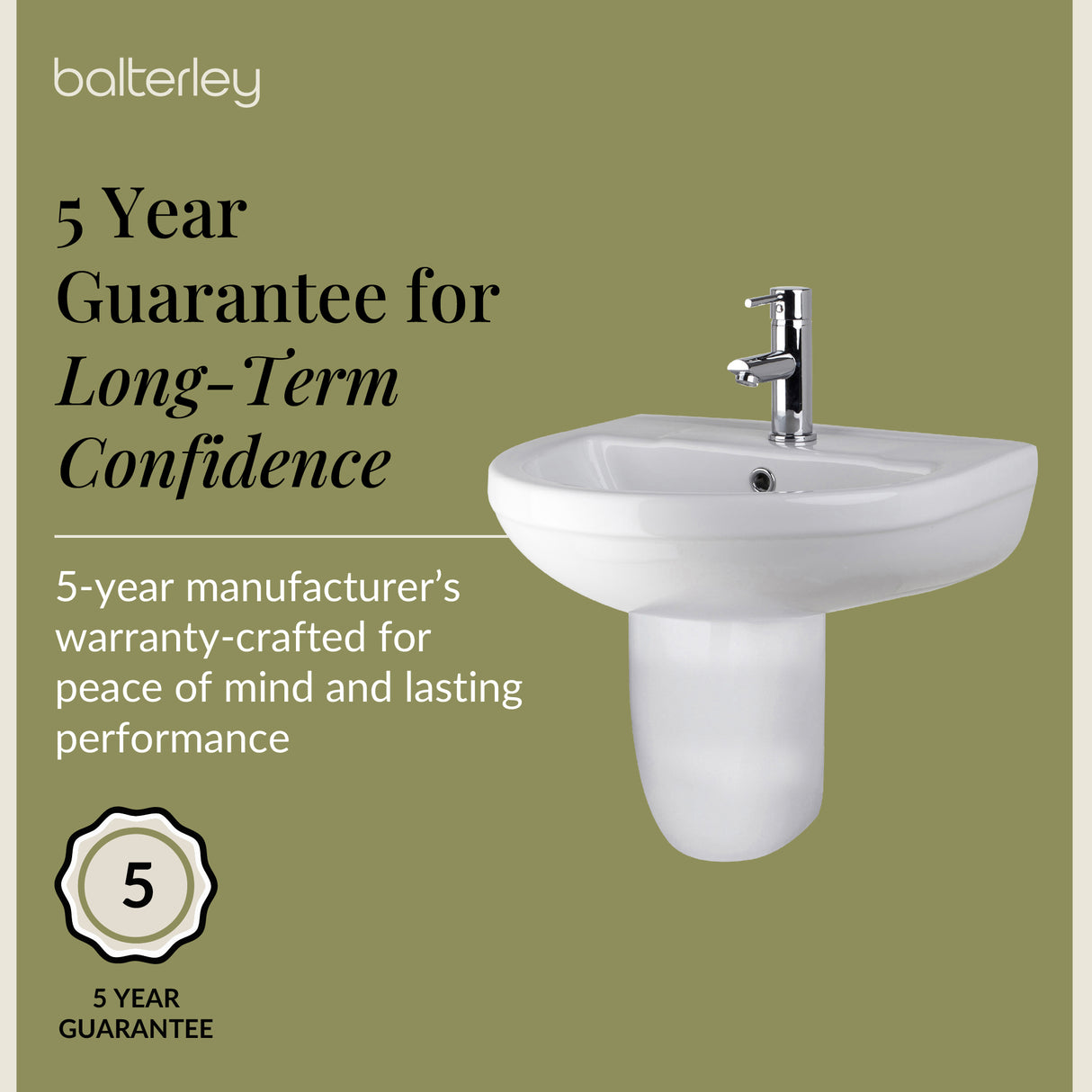 Modern White Round Bathroom Basin with Choice of Pedestal - 500mm