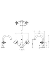 Levedale Mono Basin Mixer Tap with Crosshead Handles and Waste - Choice of Finish