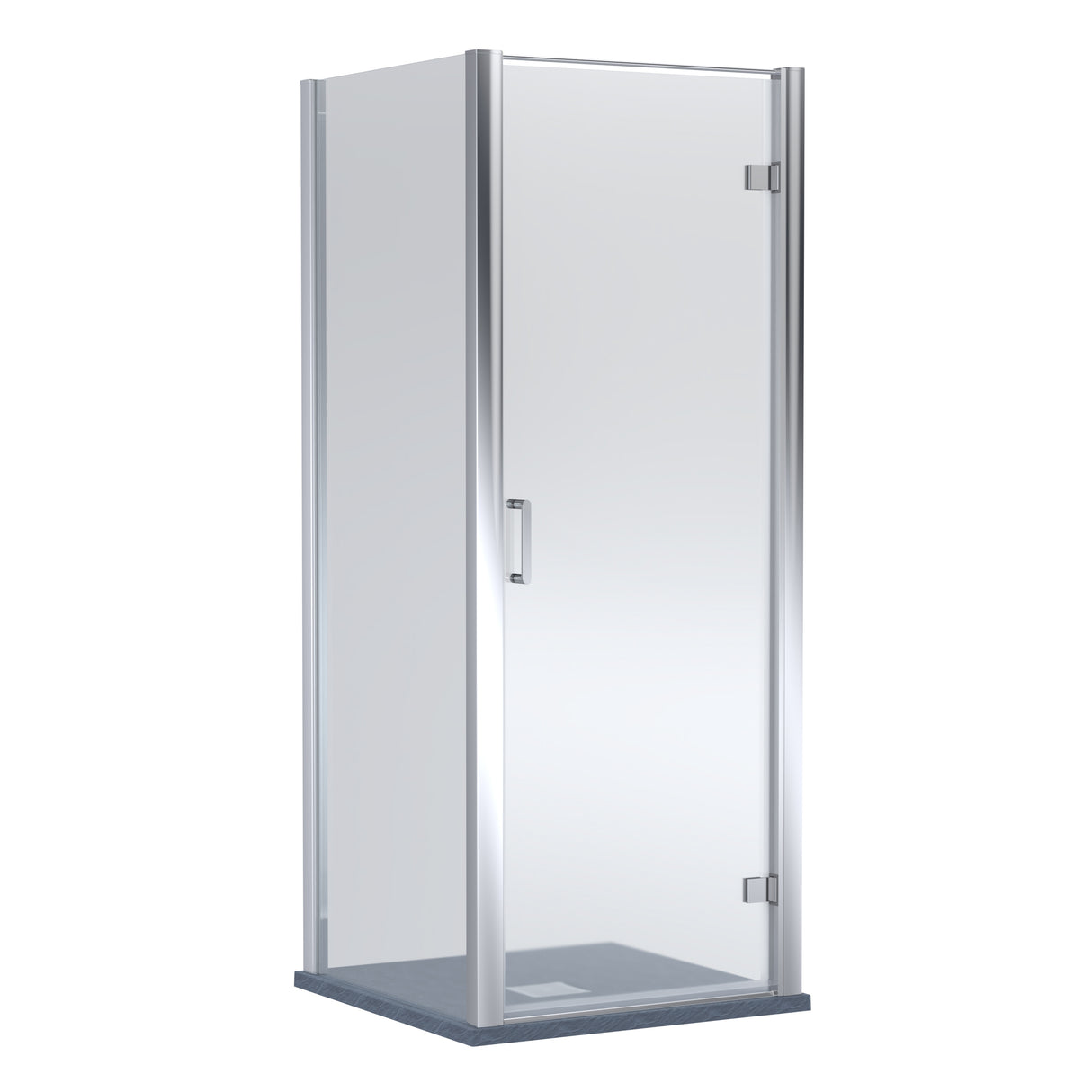 8mm Toughened Safety Glass Hinged Shower Door, Side Panel and Slimline Shower Tray - Choice of Size and Finish