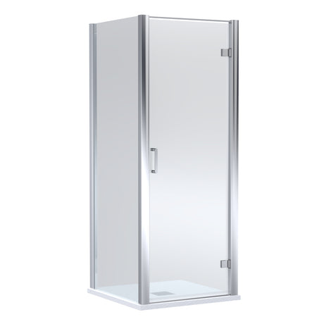8mm Toughened Safety Glass Hinged Shower Door, Side Panel and Slimline Shower Tray - Choice of Size and Finish