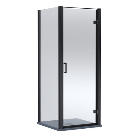 8mm Toughened Safety Glass Hinged Shower Door, Side Panel and Slimline Shower Tray - Choice of Size and Finish