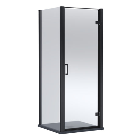 8mm Toughened Safety Glass Hinged Shower Door, Side Panel and Slimline Shower Tray - Choice of Size and Finish