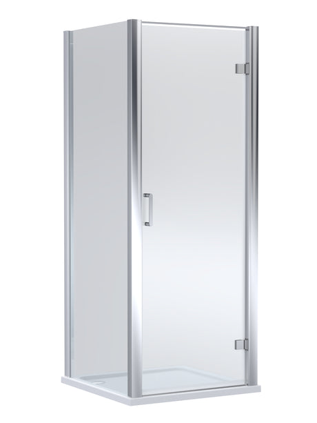 8mm Toughened Safety Glass Hinged Shower Door, Side Panel and Shower Slip Resistant Tray - Choice of Size and Finish