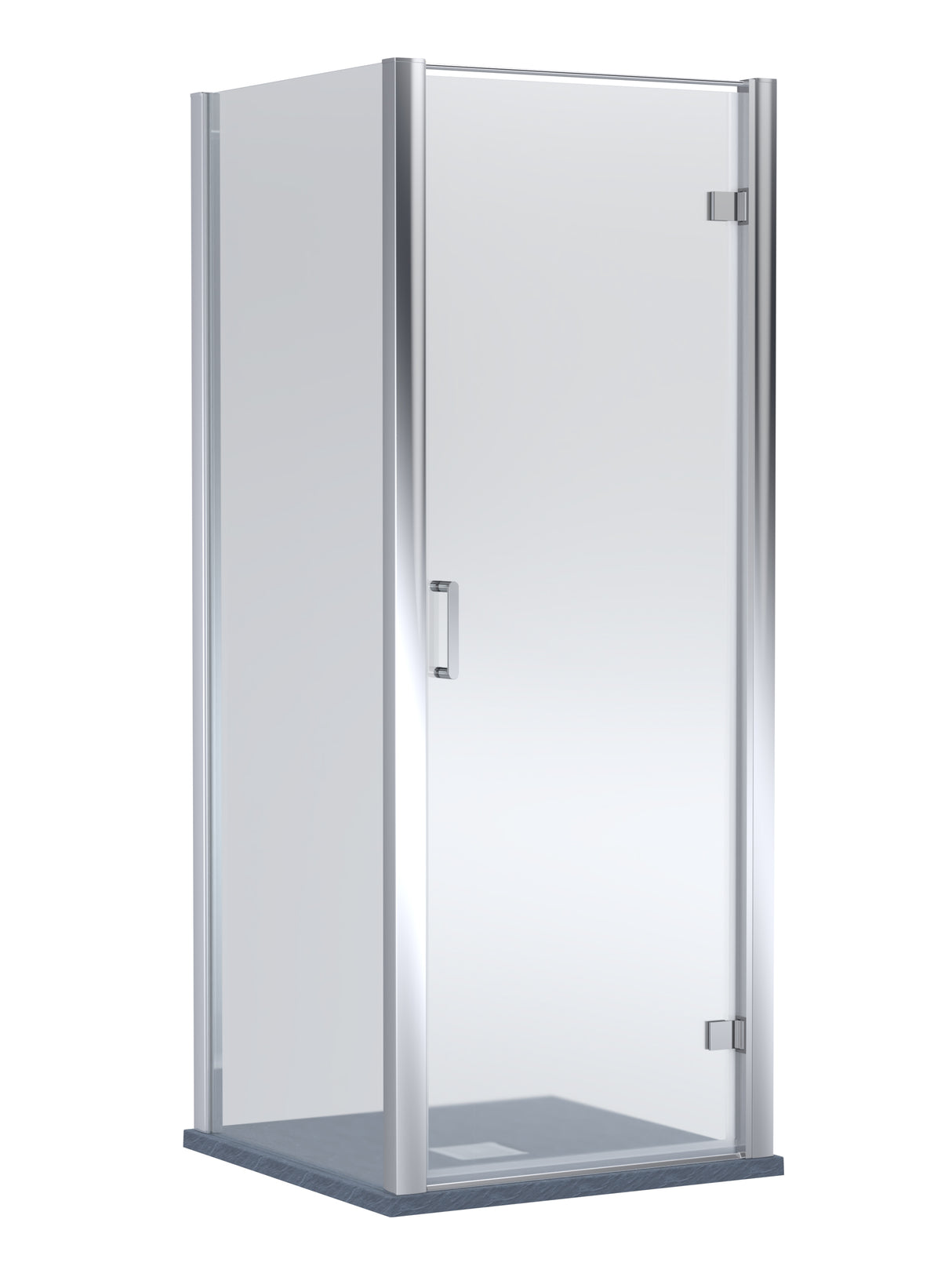 8mm Toughened Safety Glass Hinged Shower Door, Side Panel and Slimline Shower Tray - Choice of Size and Finish