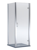 8mm Toughened Safety Glass Hinged Shower Door, Side Panel and Slimline Shower Tray - Choice of Size and Finish