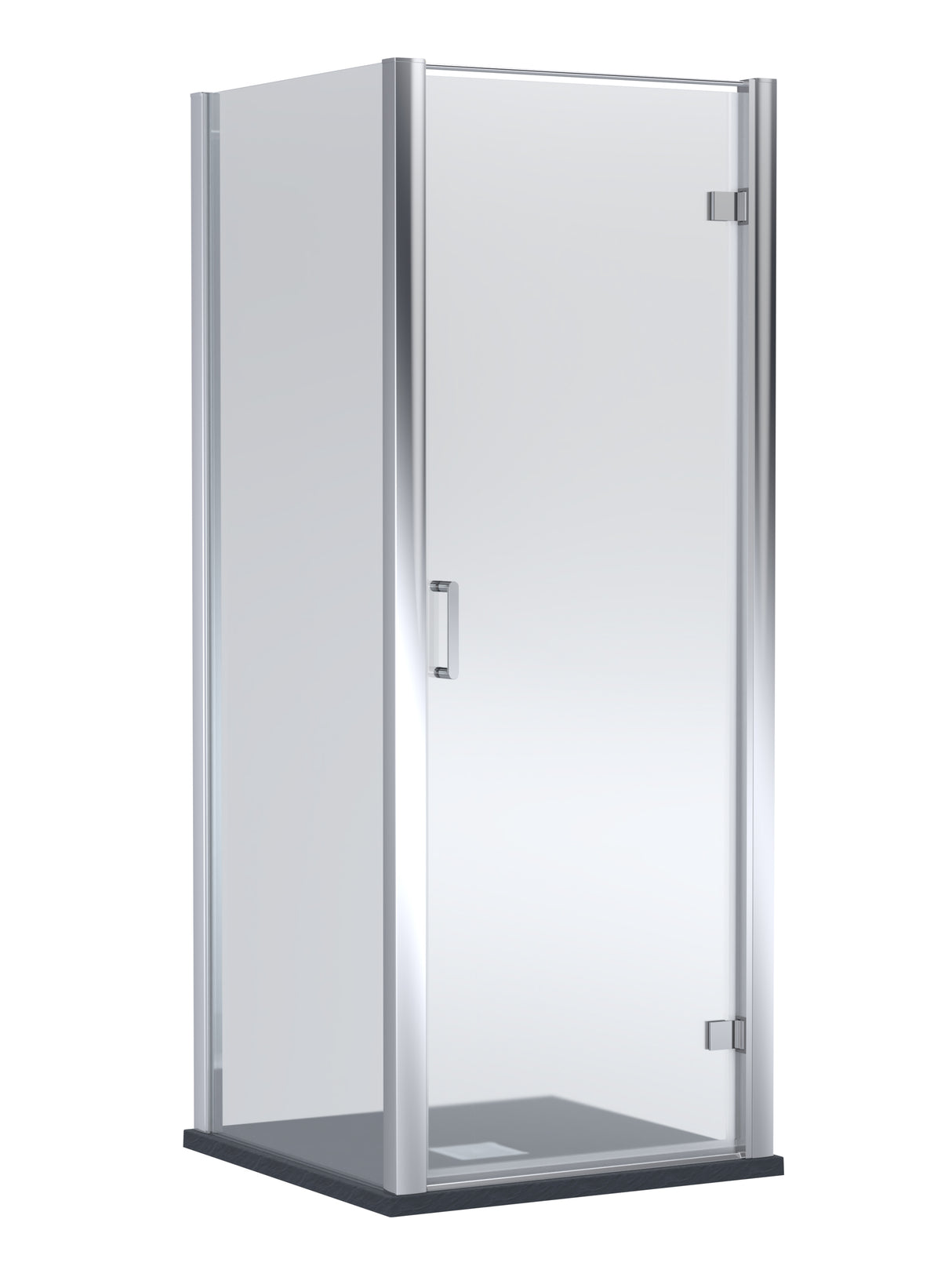 8mm Toughened Safety Glass Hinged Shower Door, Side Panel and Slimline Shower Tray - Choice of Size and Finish