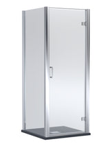 8mm Toughened Safety Glass Hinged Shower Door, Side Panel and Slimline Shower Tray - Choice of Size and Finish