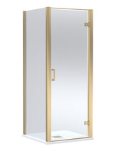 8mm Toughened Safety Glass Hinged Shower Door, Side Panel and Slimline Shower Tray - Choice of Size and Finish
