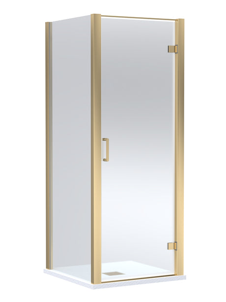 8mm Toughened Safety Glass Hinged Shower Door, Side Panel and Slimline Shower Tray - Choice of Size and Finish