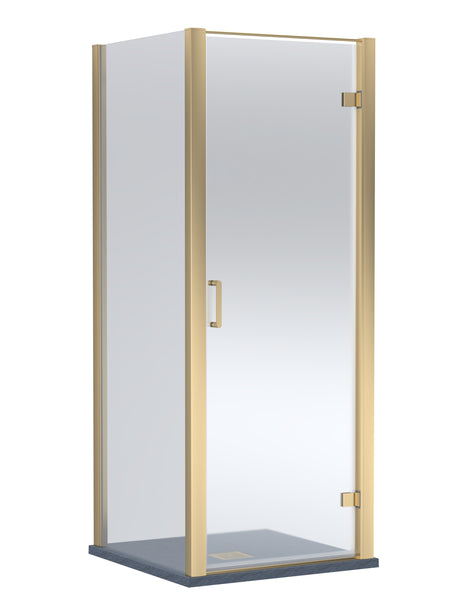 8mm Toughened Safety Glass Hinged Shower Door, Side Panel and Slimline Shower Tray - Choice of Size and Finish