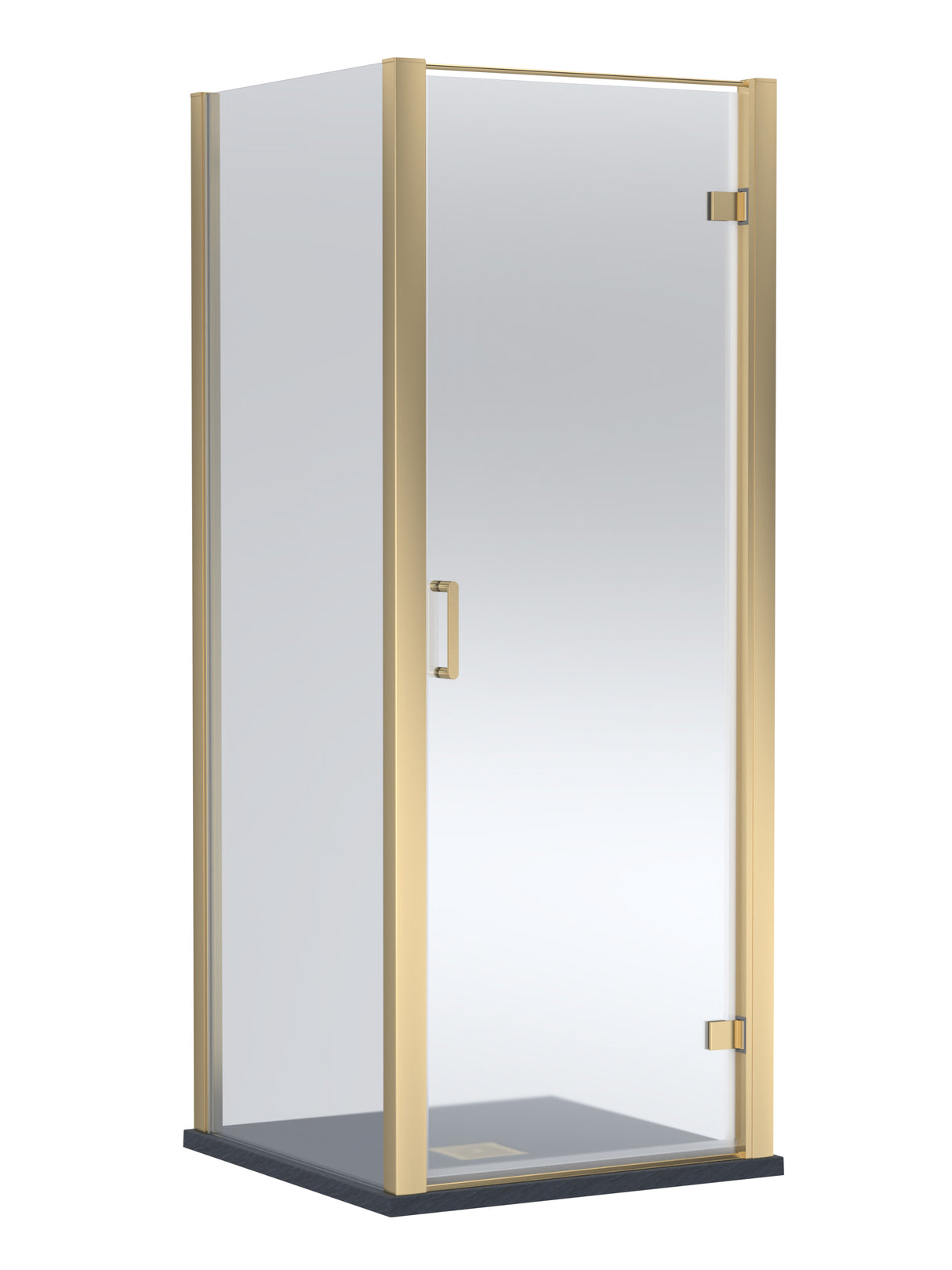 8mm Toughened Safety Glass Hinged Shower Door, Side Panel and Slimline Shower Tray - Choice of Size and Finish