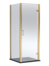 8mm Toughened Safety Glass Hinged Shower Door, Side Panel and Slimline Shower Tray - Choice of Size and Finish