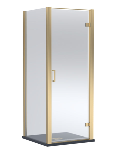 8mm Toughened Safety Glass Hinged Shower Door, Side Panel and Slimline Shower Tray - Choice of Size and Finish