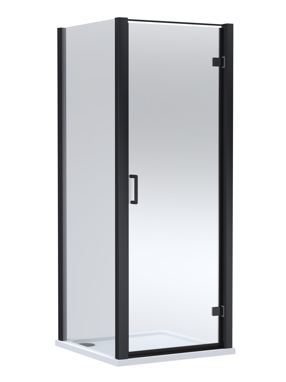 8mm Toughened Safety Glass Hinged Shower Door, Side Panel and Shower Slip Resistant Tray - Choice of Size and Finish