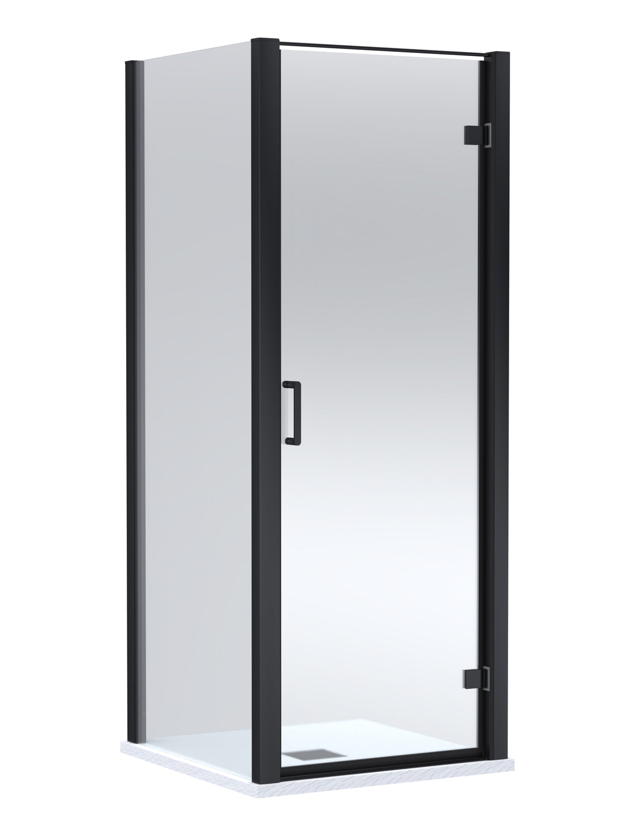 8mm Toughened Safety Glass Hinged Shower Door, Side Panel and Slimline Shower Tray - Choice of Size and Finish