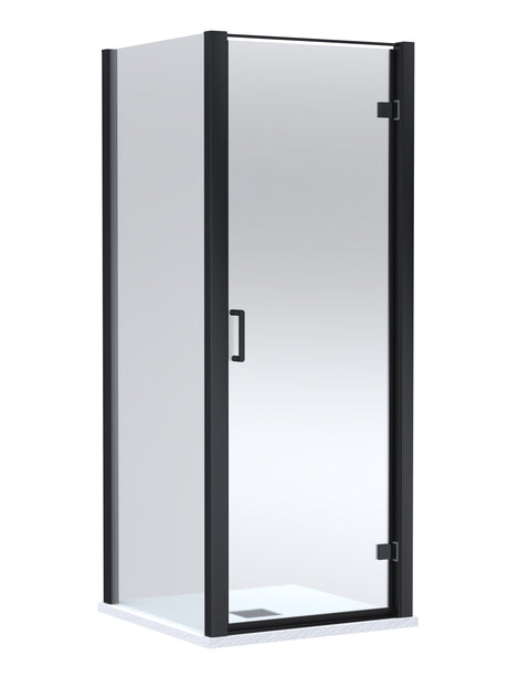 8mm Toughened Safety Glass Hinged Shower Door, Side Panel and Slimline Shower Tray - Choice of Size and Finish