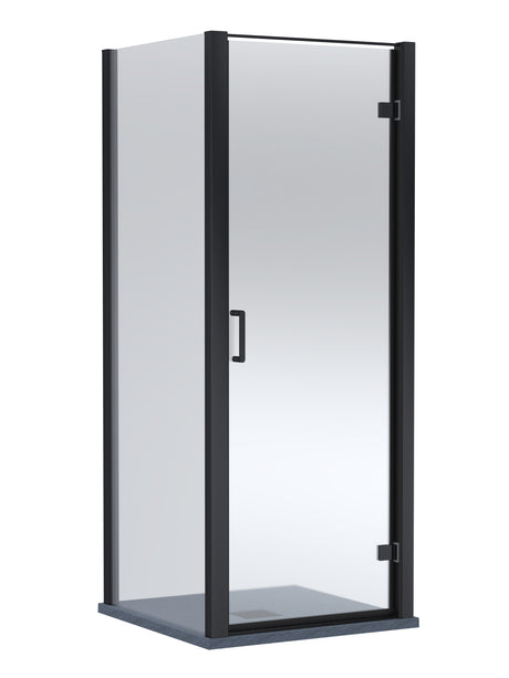 8mm Toughened Safety Glass Hinged Shower Door, Side Panel and Slimline Shower Tray - Choice of Size and Finish