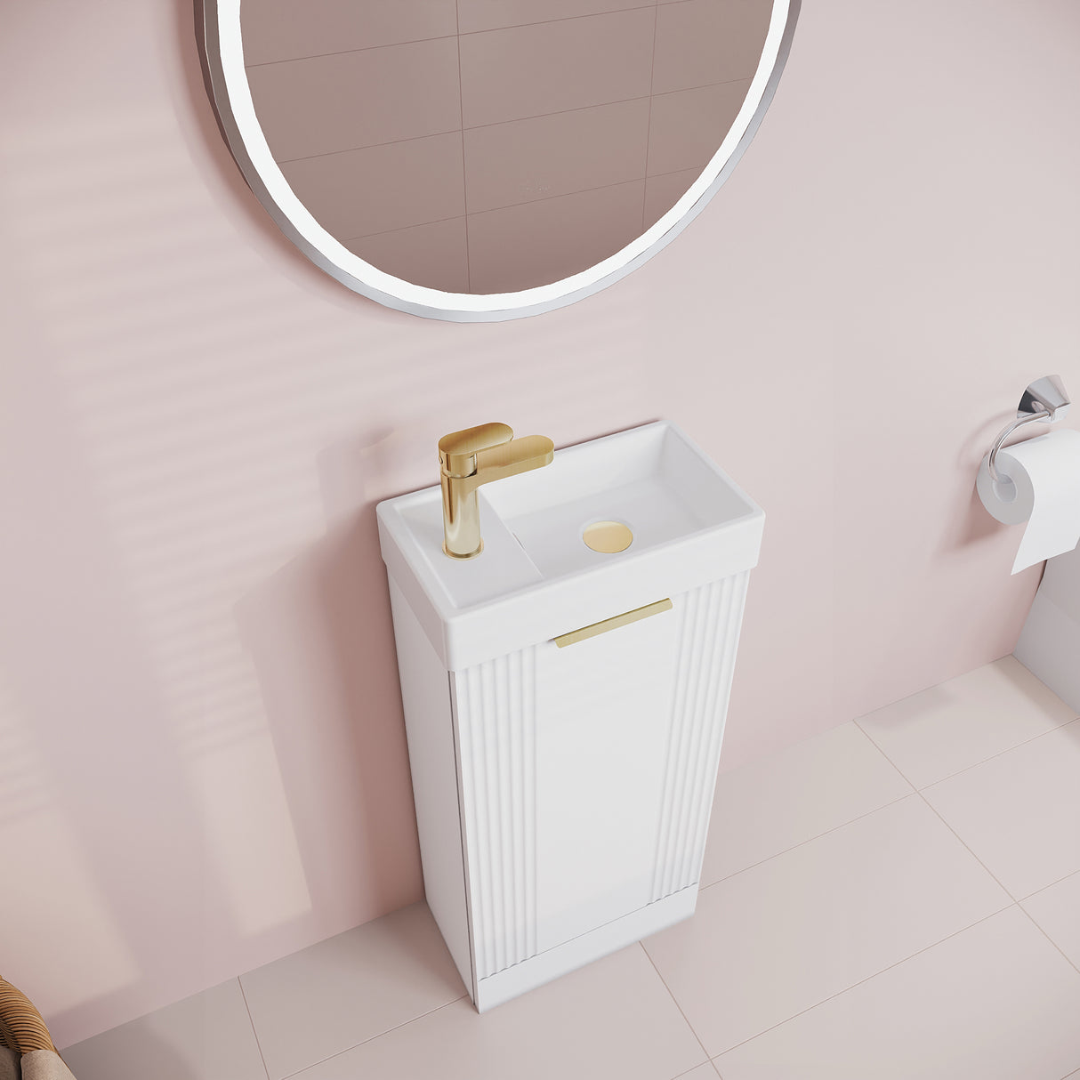 Retro Floor Standing  Bathroom Cloakroom Vanity Basin Unit - Multiple Colours