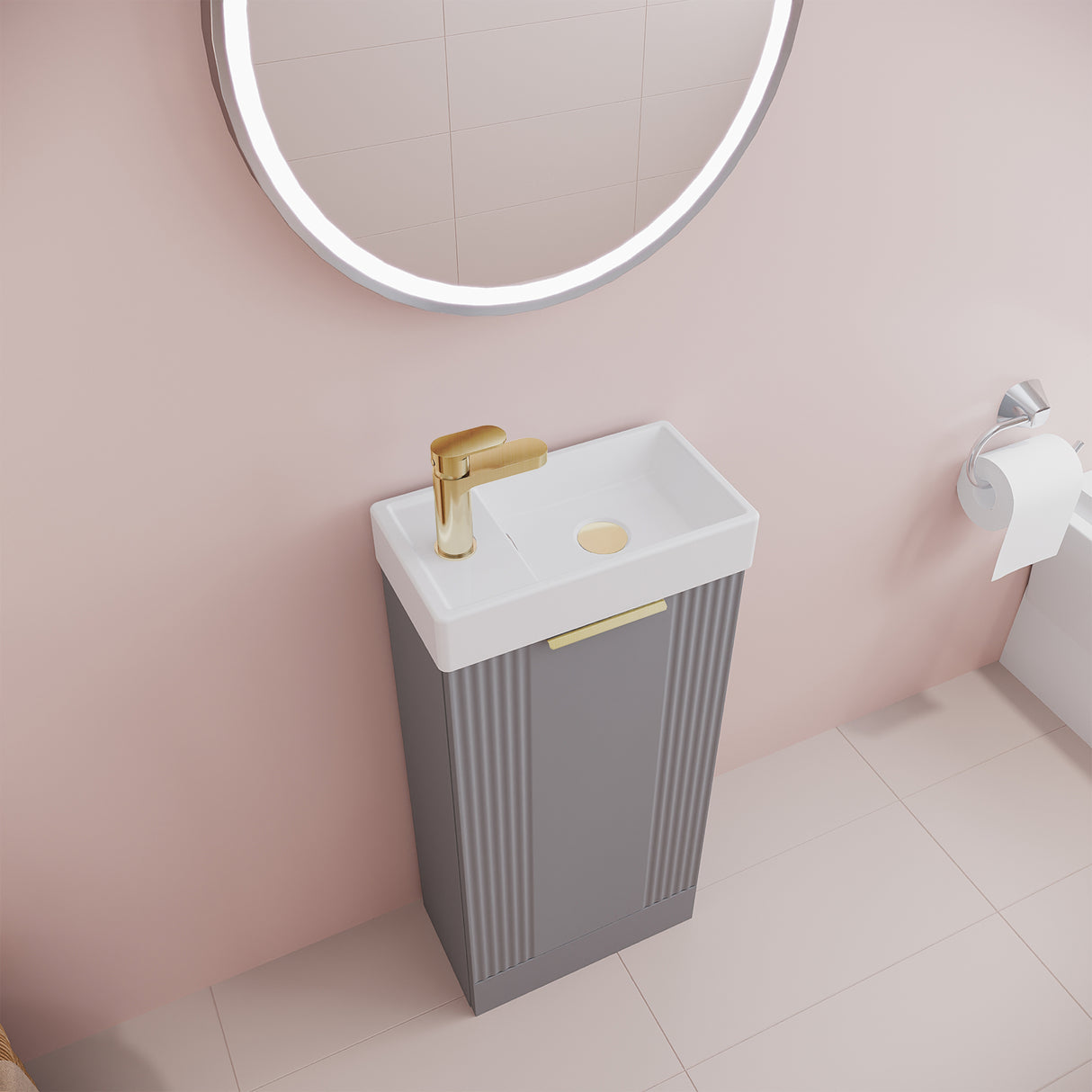 Retro Floor Standing  Bathroom Cloakroom Vanity Basin Unit - Multiple Colours