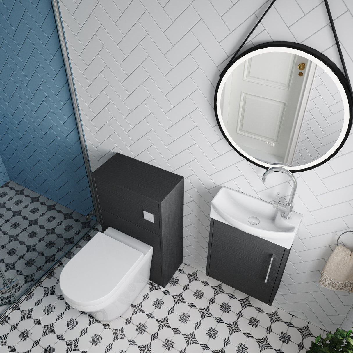 Power Wall Hung Cloakroom Bundle - Vanity, WC Unit, Toilet & Tap