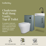 Power Wall Hung Cloakroom Bundle - Vanity, WC Unit, Toilet & Tap