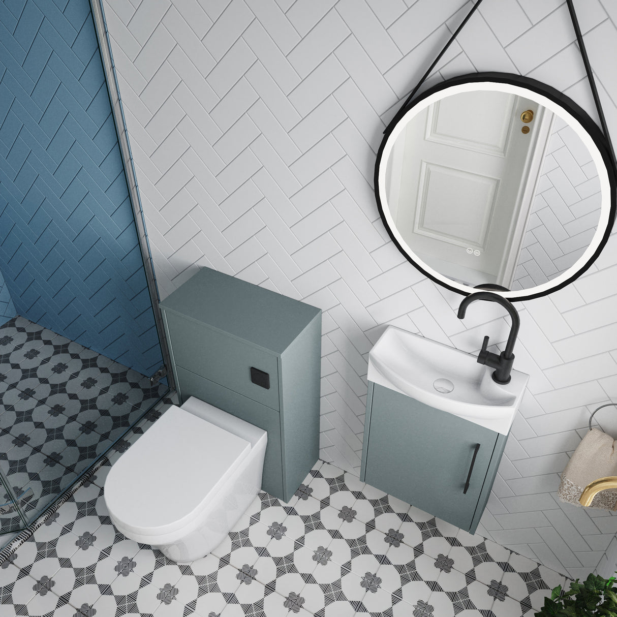 Power Wall Hung Cloakroom Bundle - Vanity, WC Unit, Toilet & Tap