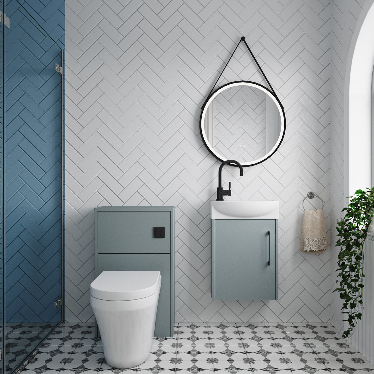 Power Wall Hung Cloakroom Bundle - Vanity, WC Unit, Toilet & Tap